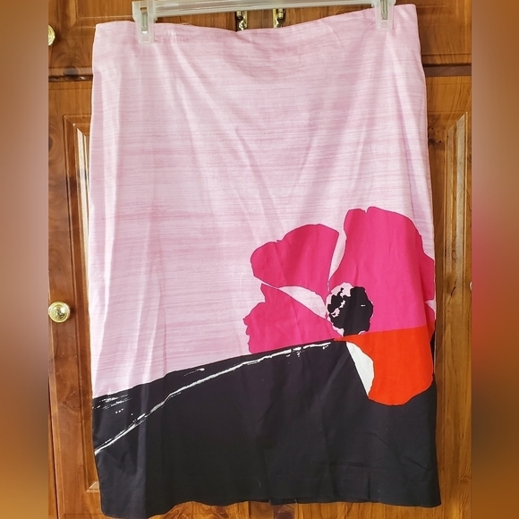 Ny & Co Size 14 Bold Floral Print Skirt Barbiecore - Picture 1 of 5